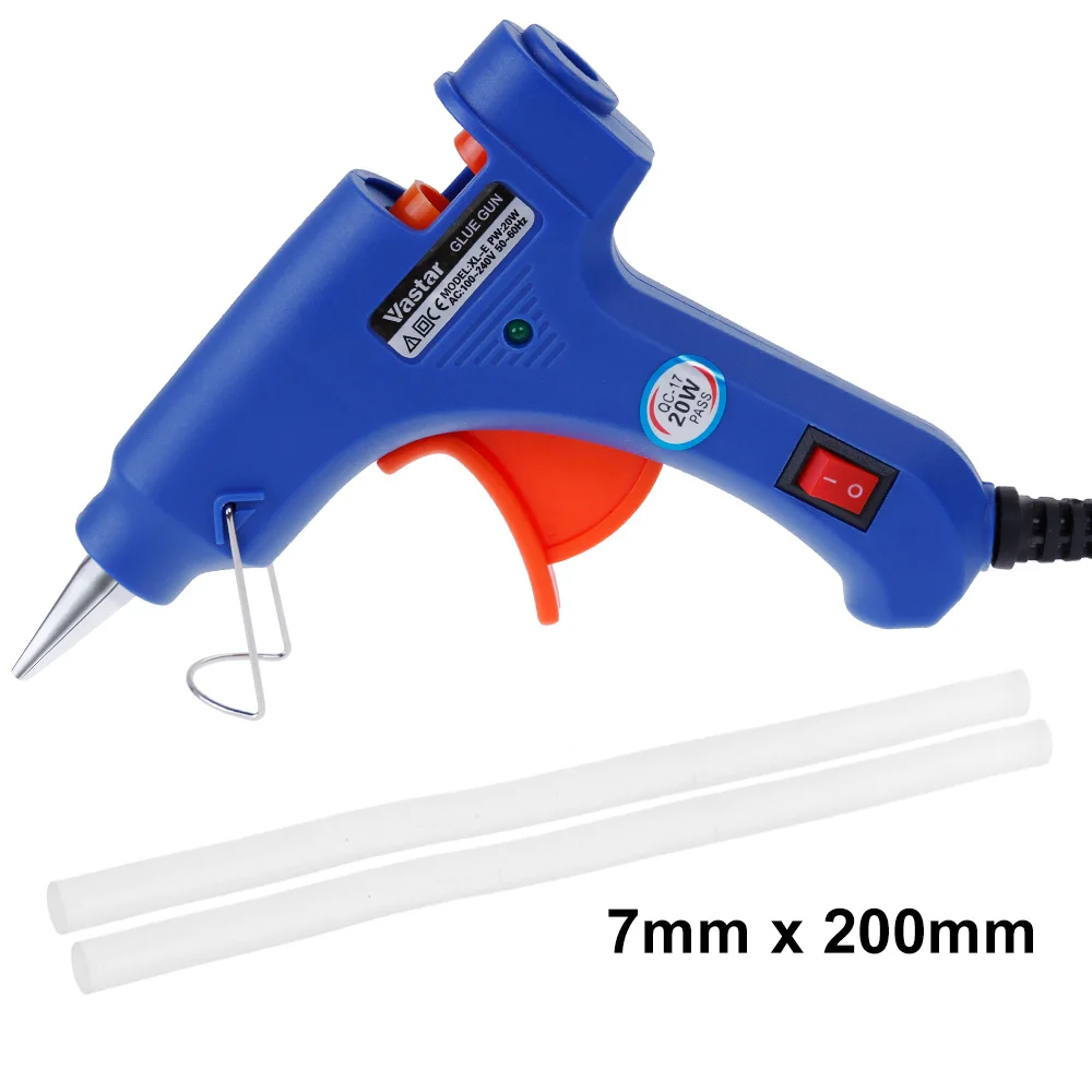 Blue and 2 Pcs Vastar термоплавкий клеевой пистолет промышленные мини-пистолеты термо Электрический термотемпературный инструмент с 7 мм x 200 мм клеевой карандаш - Цвет: Blue and 2 Pcs