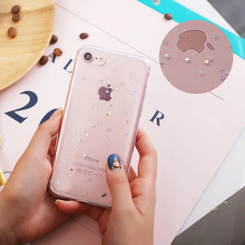 EVANKALX Fashion Soft TPU Silicon Phone Cases For iPhone 6 6S 7 8 Plus Back Cover Bling Star X XS Max XR |