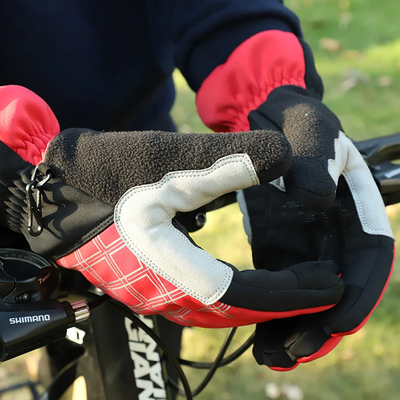 Зимние велосипедные перчатки WEST BIKING теплые флисовые термоперчатки для