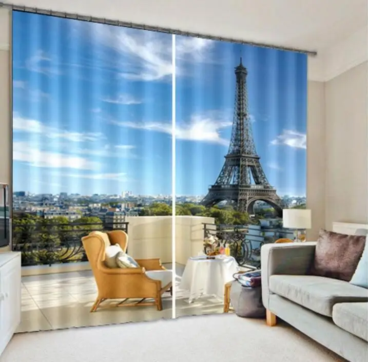 

Luxury Blackout Iron tower 3D Window Curtains For Living Room Bedroom Customized size Drapes Cortinas Rideaux Cushion cover