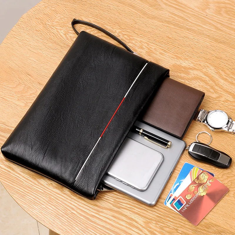 2020 new quality Hand bag men large capacity folder business handbag soft leather casual envelope men's clutch |