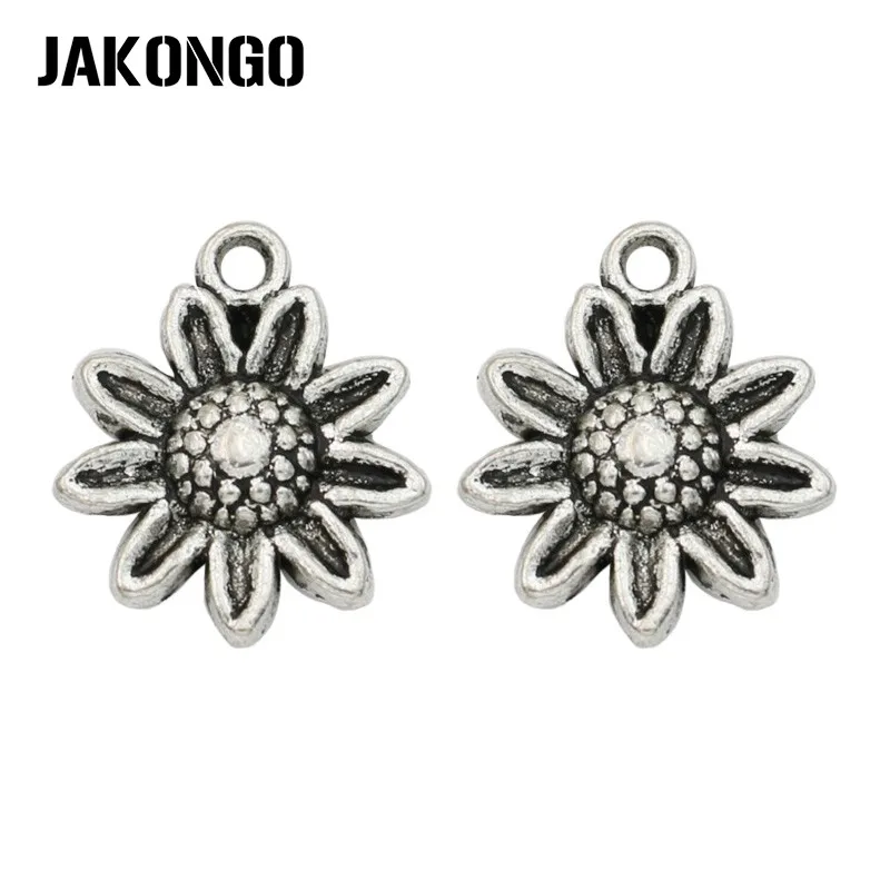 

Подвеска JAKONGO в виде тибетского Посеребренного подсолнуха, подвеска для изготовления ювелирных изделий, аксессуары для браслета «сделай са...