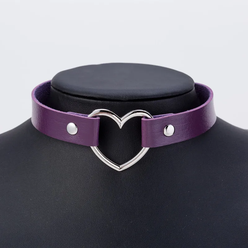 

New Punk Fashion Love Heart Leather Women Choker Necklaces Women Jewelry
