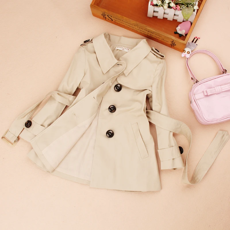 2019 весенний плащ для девочек Одежда детей хлопковая двубортная куртка детская