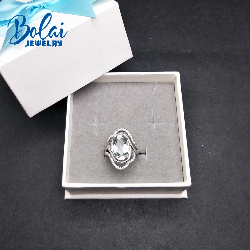 Bolaijewelry Натуральный Зеленый Аметист Мода Ring925 серебро ювелирные украшения для