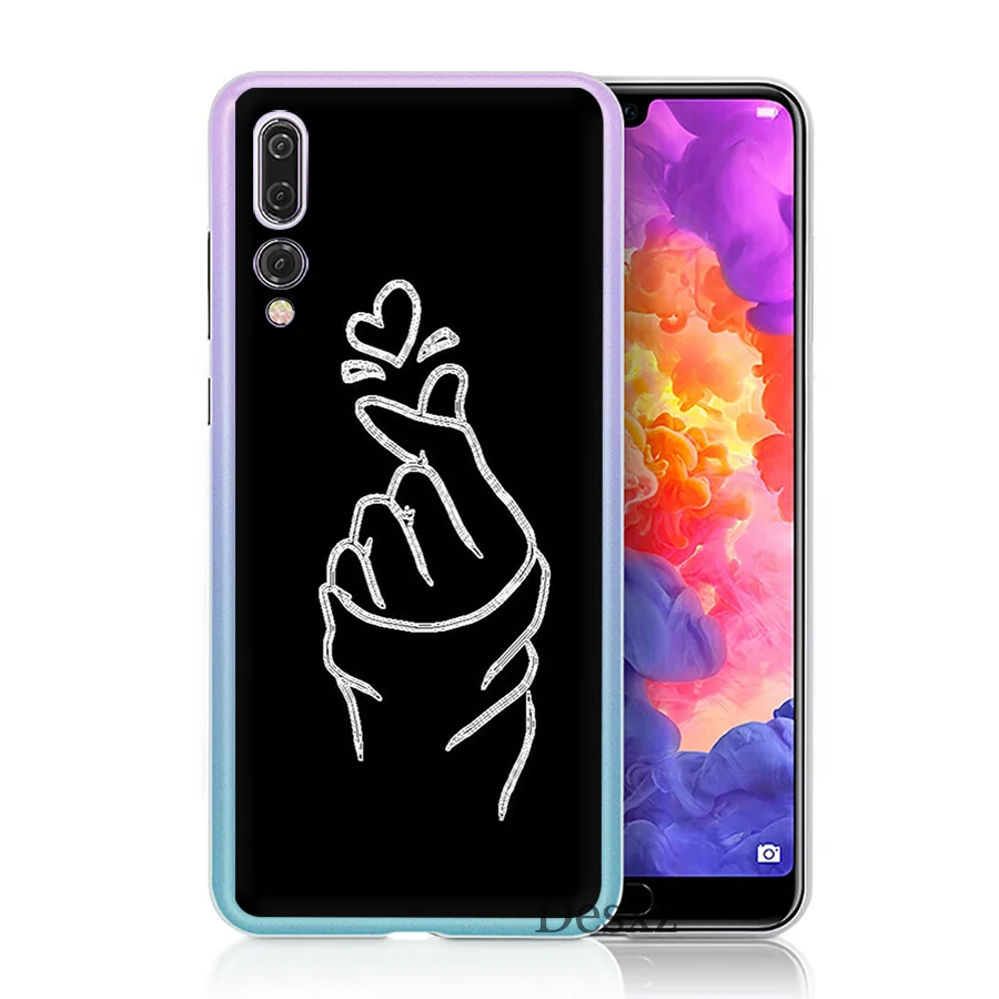Чехол для телефона черный простой Huawei P8 P9 P10 P20 Pro Lite 2015 2016 2017 Mini Plus Note 8 9 P