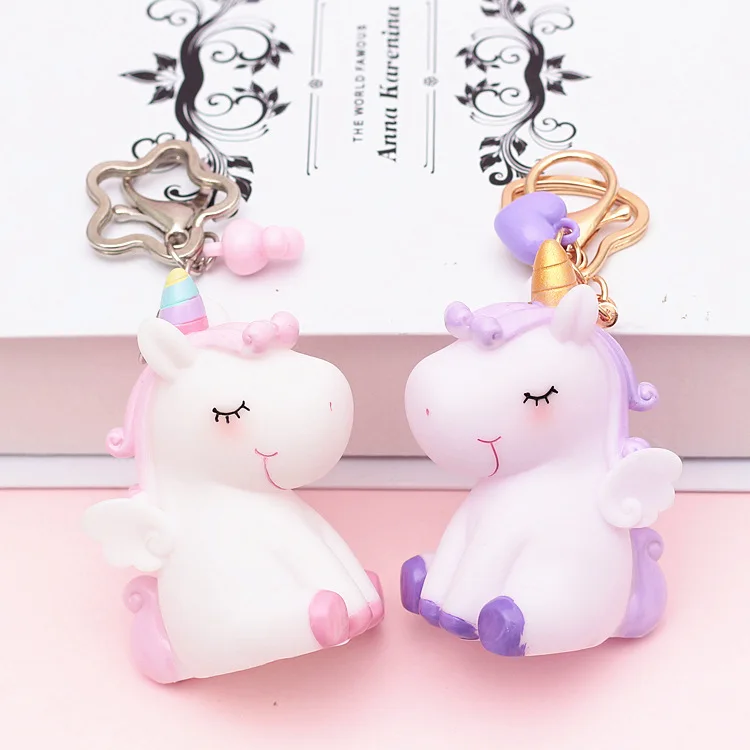 Креативный брелок для ключей украшение автомобиля единорог Радужный орнамент