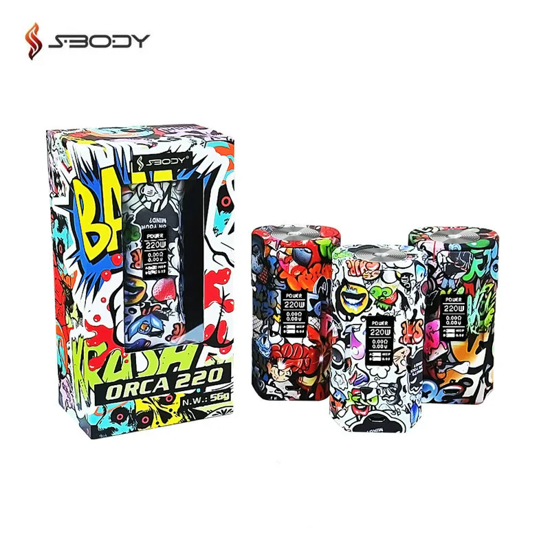 Оригинальная электронная сигарета Sbody ORCA 220 Вт с граффити узором подходит для