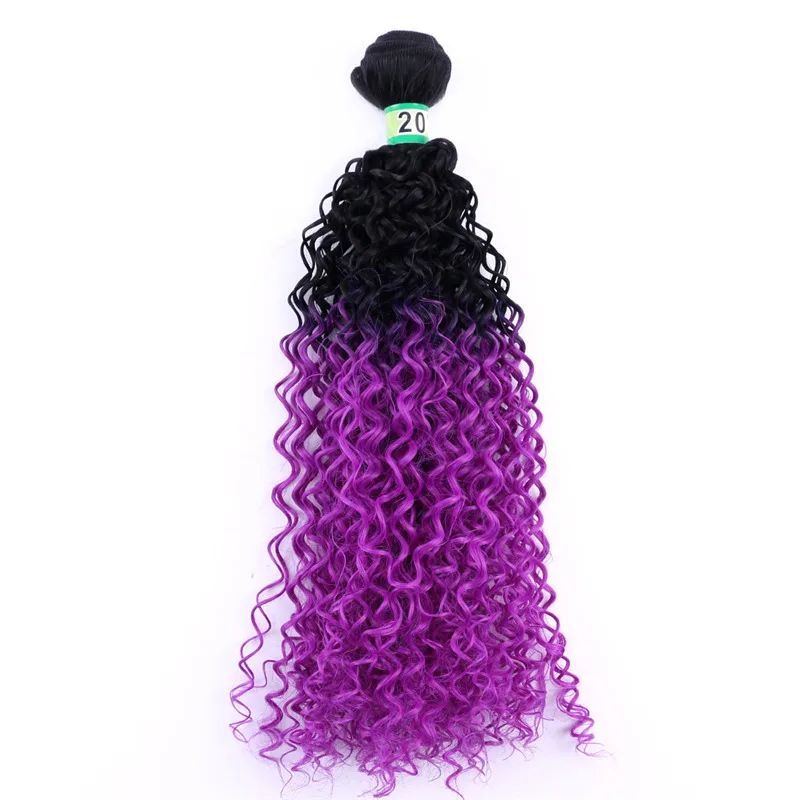 T1B-Purple Angie 100 г/шт. черные и фиолетовые два тона Омбре кудрявые вьющиеся волосы для наращивания 18-22 дюймов доступны синтетические пучки волос - Цвет: T1B-Purple