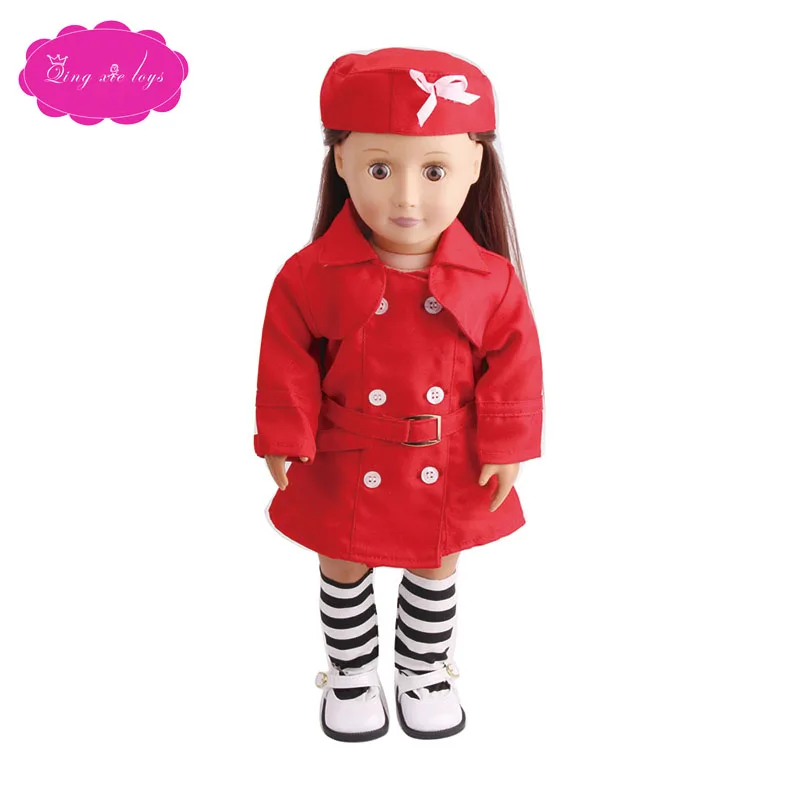 Doll clothes Red purple navy wind suit dress Hat fit 18 inch Girl dolls and 43 cm baby doll accessories c46-c51 | Игрушки и хобби