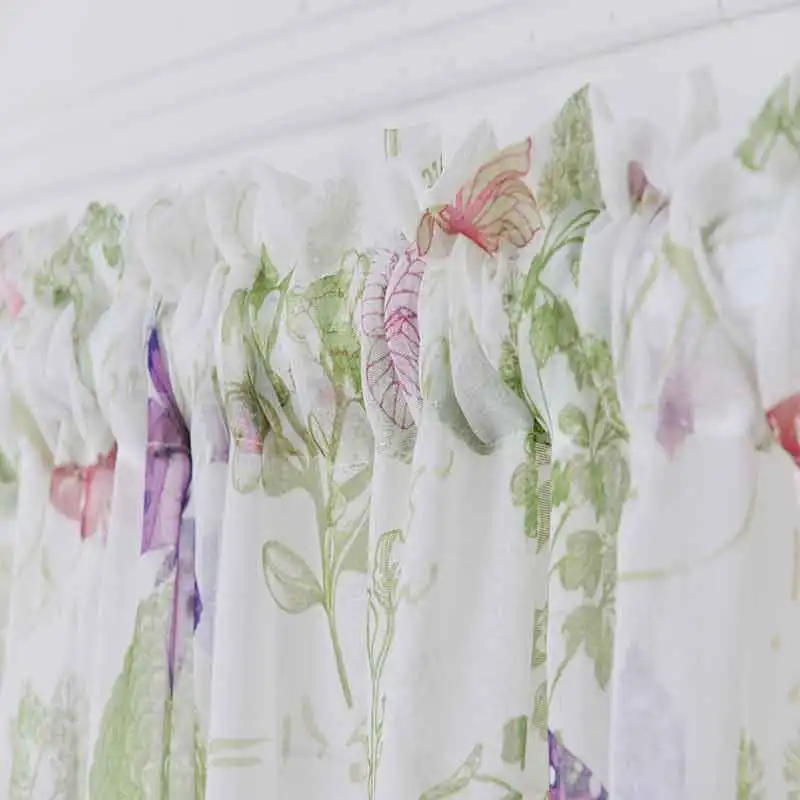 Занавески для дверей и окон с рисунком бабочек тюлевые занавески из хлопка льна