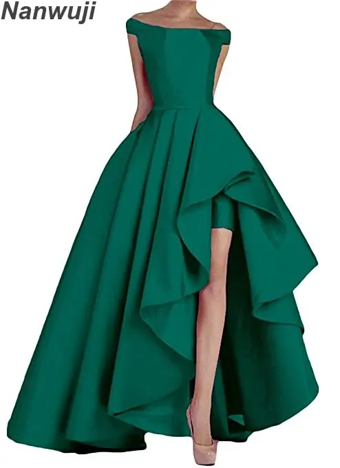 Ameision 2019 Boat Neck Royal Blue Women's Off Shoulder Long Evening Prom Dresses High Low Formal Gowns | Свадьбы и торжества