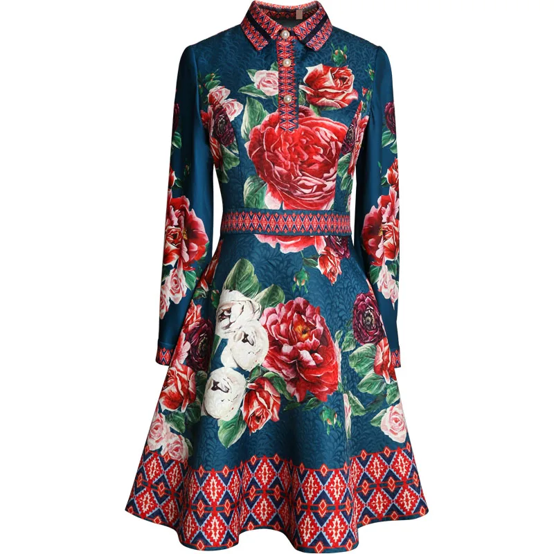 Женское платье с отложным воротником элегантное жаккардовое составного кроя