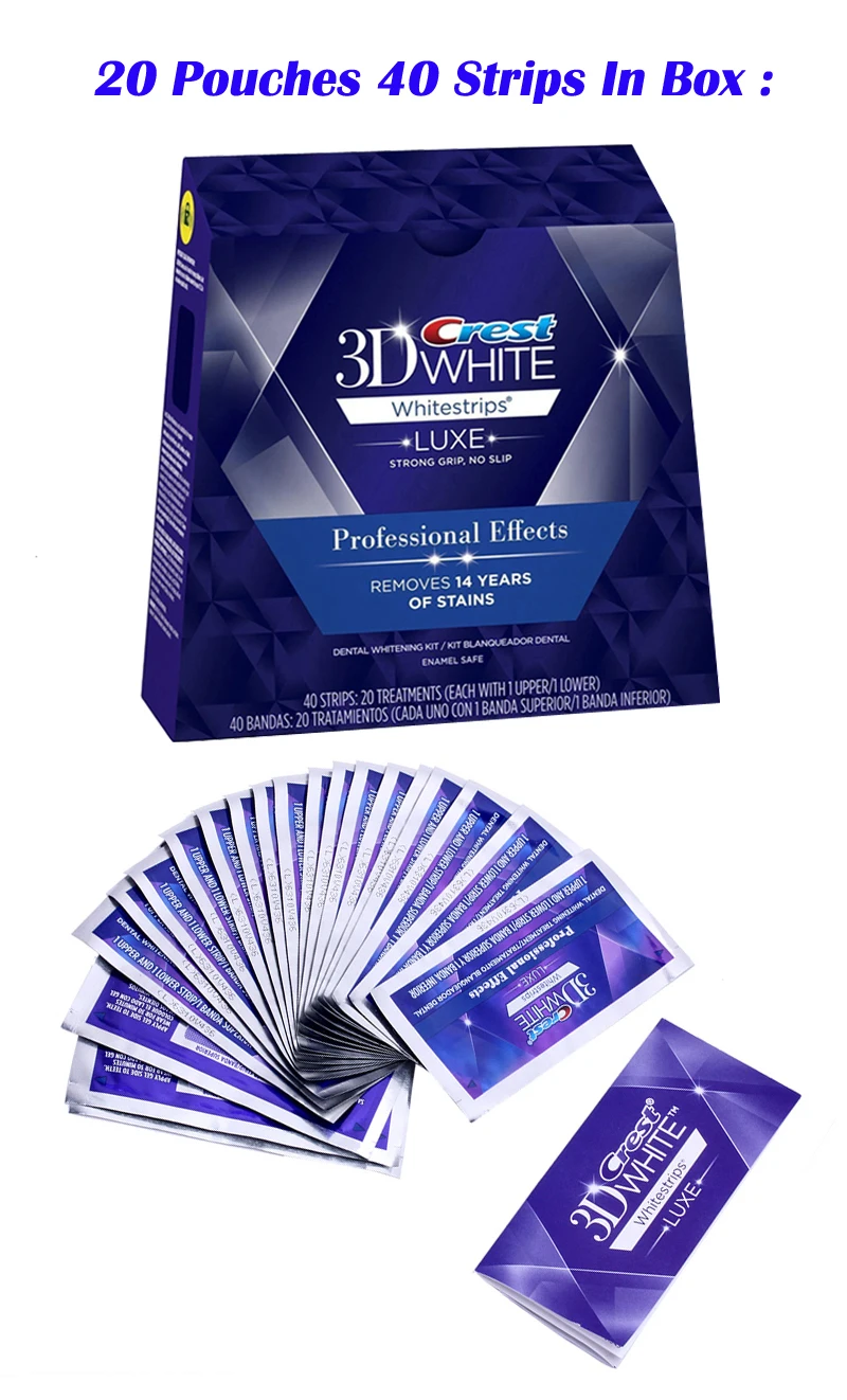 3D белые зубы Whitestrips люкс профессиональный эффект 10/20 лечение оригинальная гигиена полос для отбеливания зубов