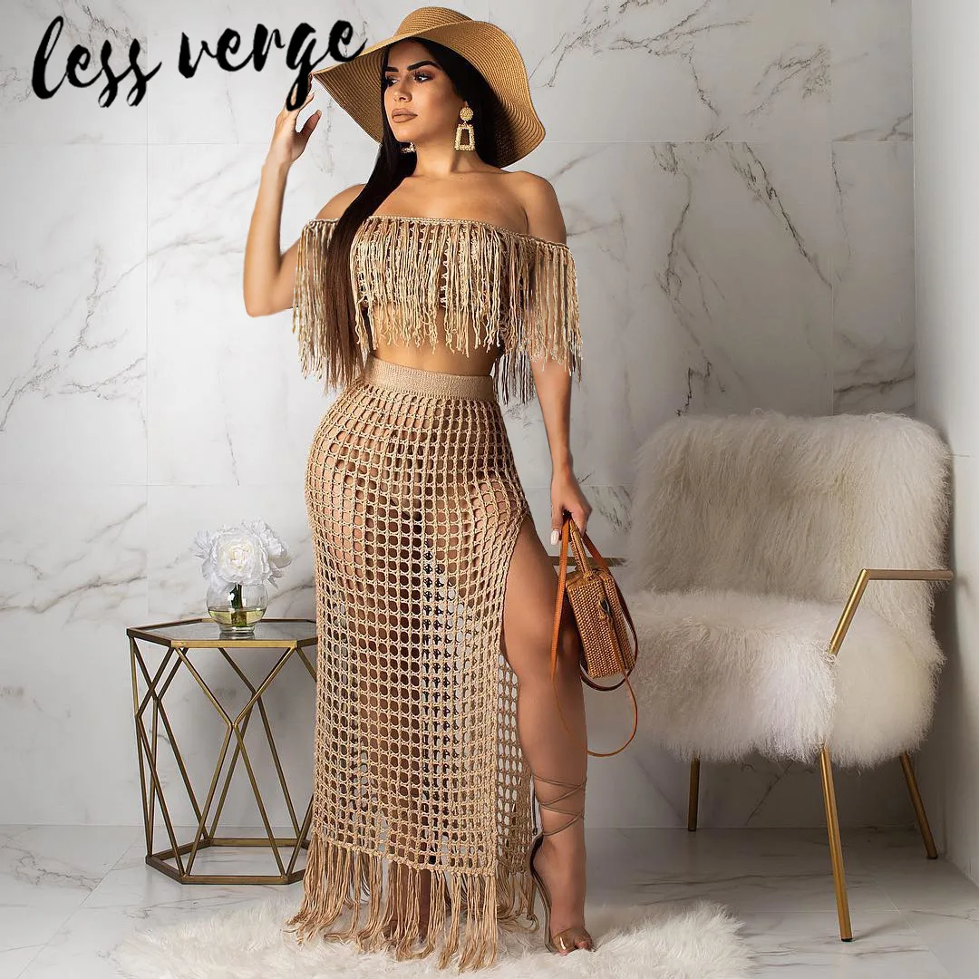 Lessverge белые женские комплекты из двух частей 2019 с открытыми плечами 2 шт набор топ