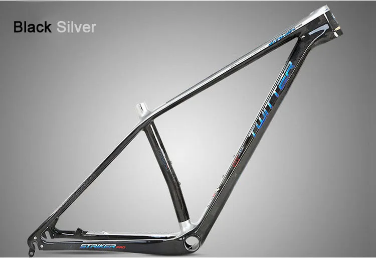 27.5 Black Silver Twitter STRIKERpro MTB карбоновая рама Сверхлегкая рама для горного велосипеда XC рычаг кабель внутренней маршрутизации дисковый тормоз ESP уф лазер - Цвет: 27.5 Black Silver