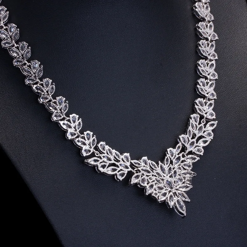 Новый дизайн Великолепная форма маркиза полный Синий Красный CZ Ожерелье Серьги