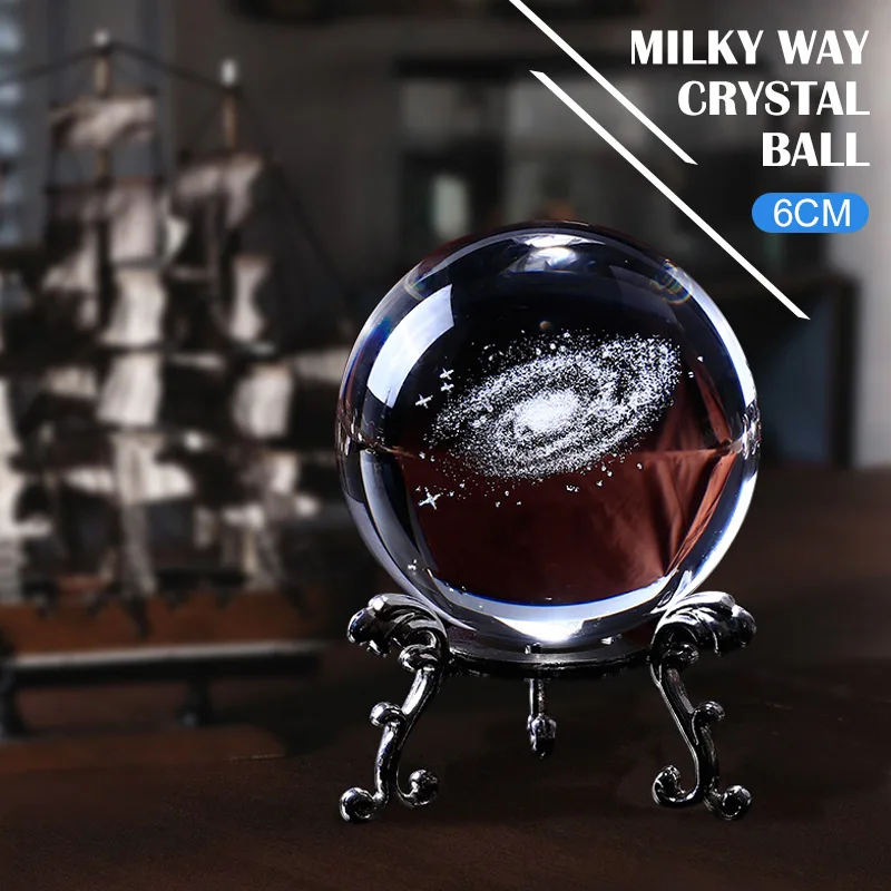 Glass Ball Crystal Bal Fashion Laser Engraved 6CM Globe Galaxy Sphere Planets Model Ornament | Дом и сад