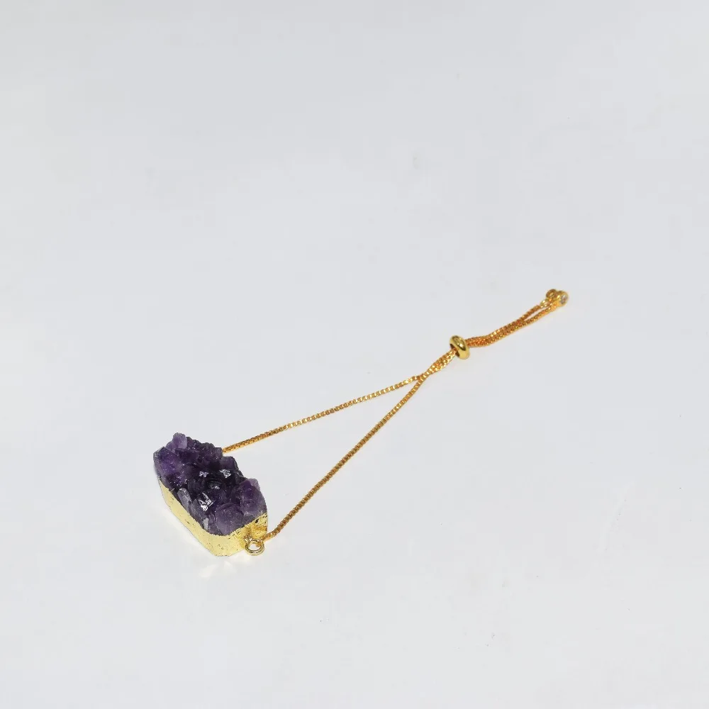 Новый стиль модные ювелирные изделия натуральный жеод Druzy amethysts коннектор
