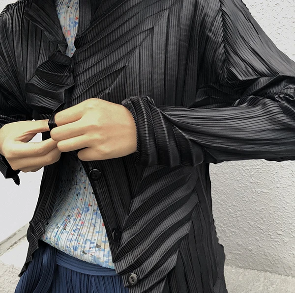 Changpleat весна дизайн женские куртки пальто Miyak Плиссированное одноцветное однобортное с длинным рукавом тонкое женское пальто