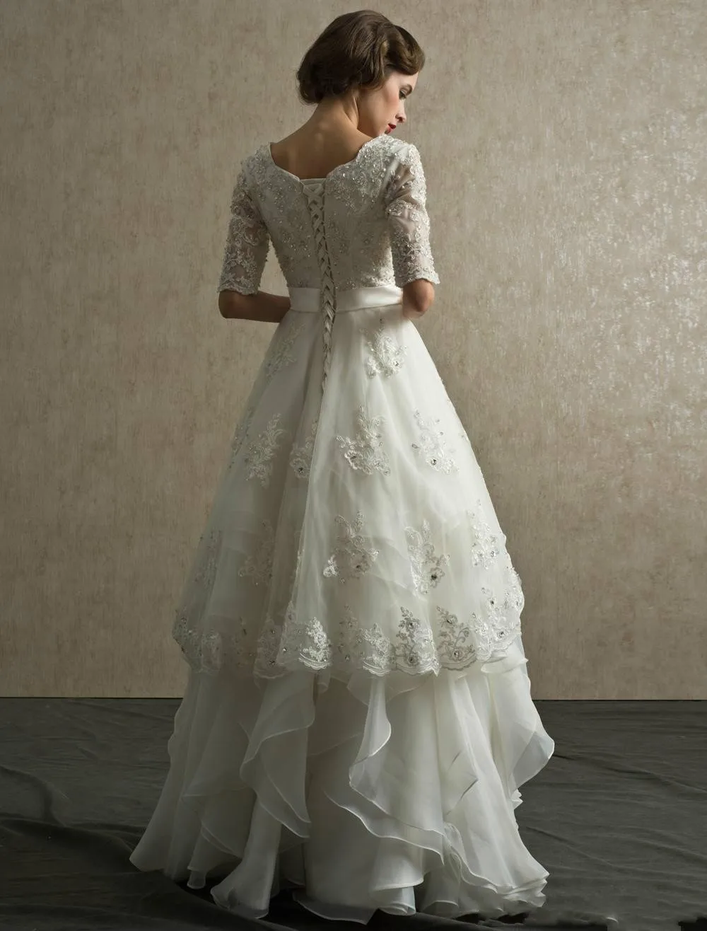 Старинные кружева свадебные платья 2016 А линия совок-образным вырезом вернуться