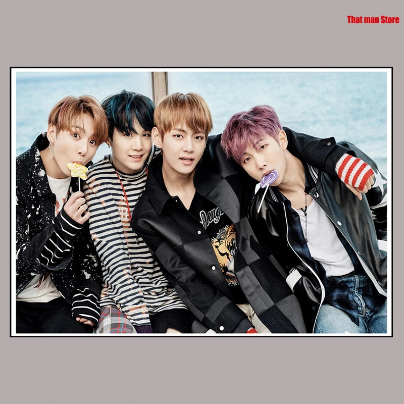 Kpop bangtan Плакаты для мальчиков лицом себя ясное изображение печать белый картон наклейки на стену украшение дома художественный плакат подарок - Цвет: Кофе