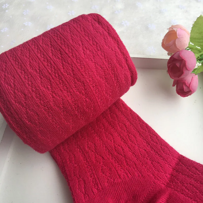 rose red V-TREE колготки для девочек, чулки осенне-зимние плотные детские теплые чулки хлопковые тонкие колготки ярких цветов для детей от 2 до 10 лет - Цвет: rose red