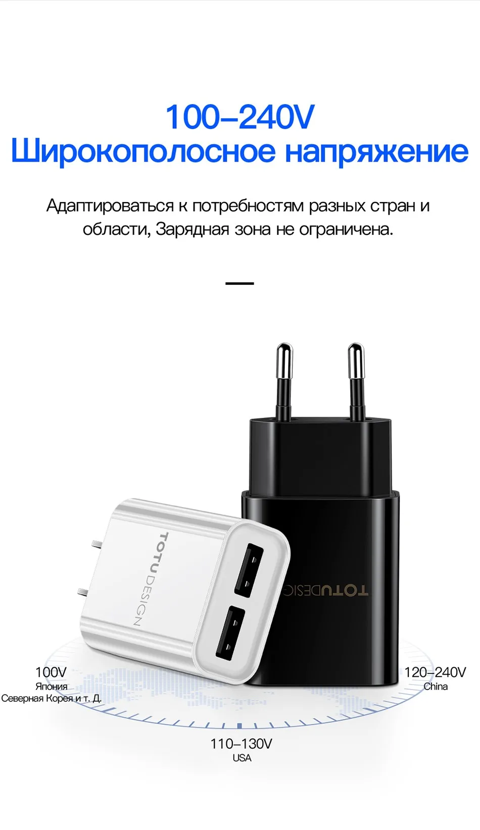 TOTU USB зарядное устройство для iPhone samsung Xiaomi Dual USB Traval настенное зарядное устройство 2.4A Быстрая зарядка EU US адаптер зарядное устройство для мобильного телефона