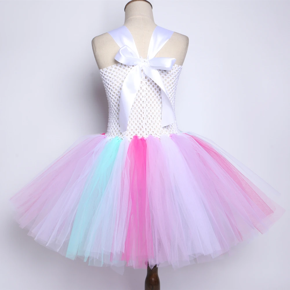 

Girls Pastel Unicorn Tutu Dress Flower Girl Birthday Party Dress Kids Fancy Dress for Children Purim Christmas Halloween Costume