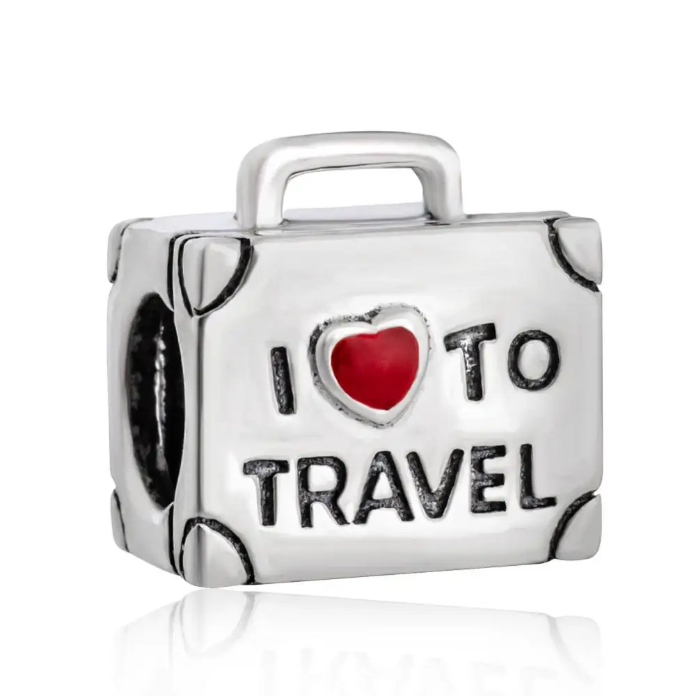 I Love to Travel Choruslove, подвеска для путешествий, подлинный, 925 пробы, серебряный, для туристического аттракциона, бусина, подходит для Пандоры, подвески, сувенир, сделай сам, браслет - Цвет: I Love to Travel