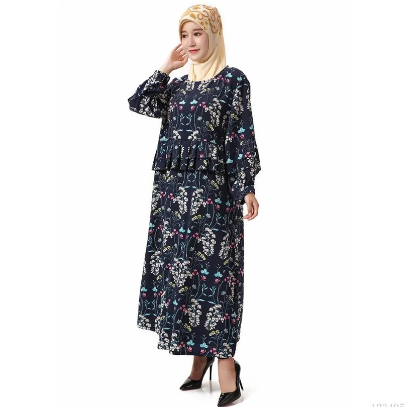 Мусульманский халат для взрослых Дубай оборки льняная джинсовая ткань