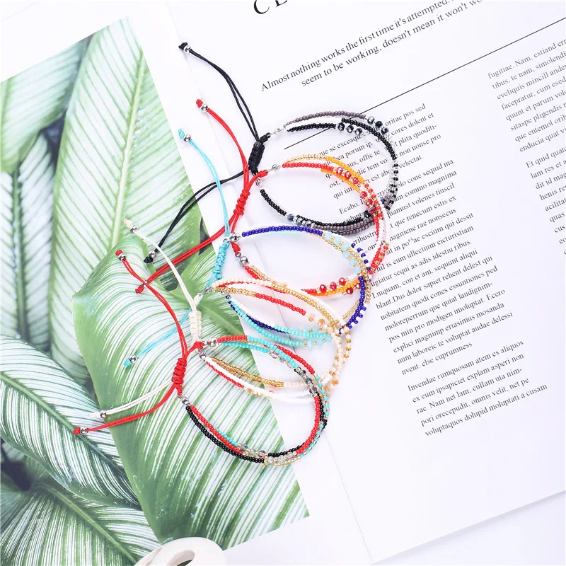 Новые браслеты ручной работы с узлом и небольшими бусинами красочный женский