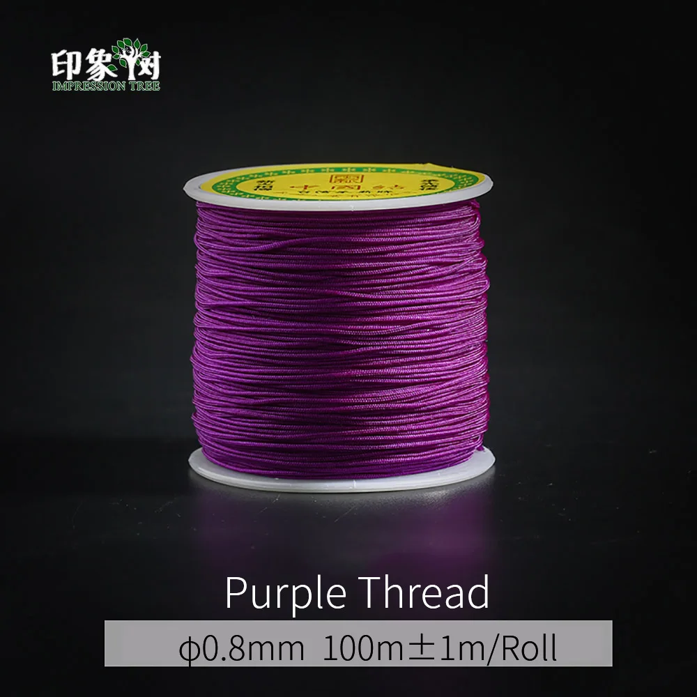 Purple 100 м/пластиковый рулон 0,8 мм Разноцветные нейлоновые веревки для макраме DIY кисточка браслет для бисероплетения китайские узлы нить для изготовления ювелирных изделий 405 - Цвет: Purple