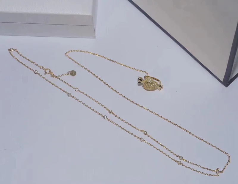 necklace Стерлинговое Серебро 925 пробы, циркониевое цельное ожерелье, звено, Клипсы из драгоценных камней, набор, ожерелье «леденец», серьги-каффы, женские - Окраска металла: necklace