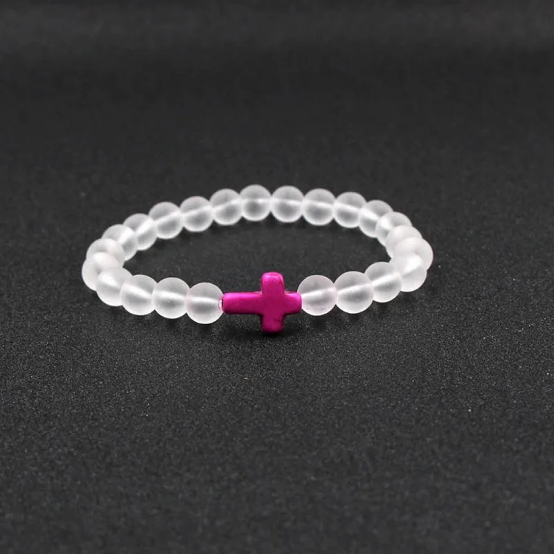 Natural Stone Beads Strand bracelet Men Cross Prayer Yoga Bracelet For Women ANGWTLY |