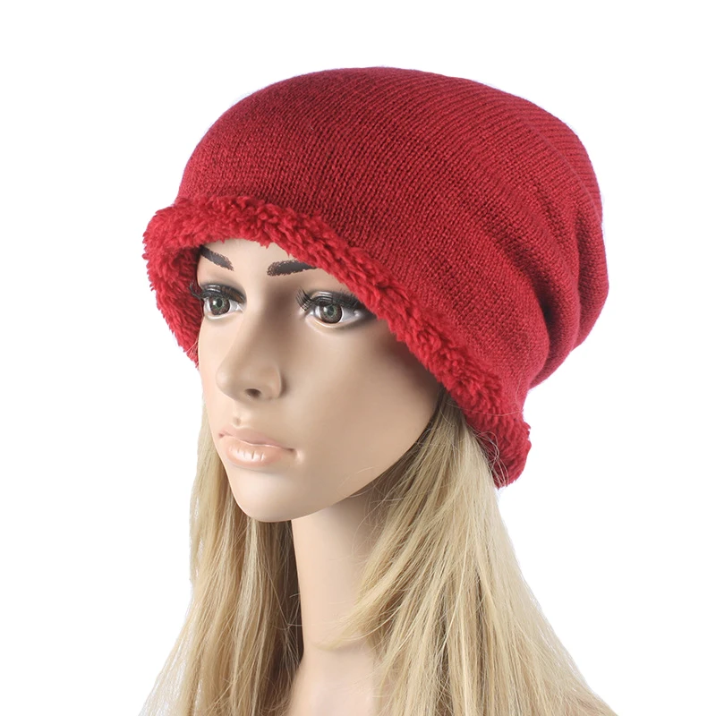 

CHSDCSI Knitted Beanies Mens Plus Velvet Cap Winter Skullies Unisex Women Casual Solid Thick Warm Ski