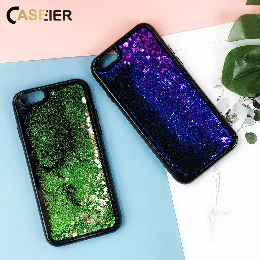 CASEIER Glitter Quicksand Case For iPhone 6 7 8 Plus X Soft TPU Edge Phone Cases 6S Girly Accessories |