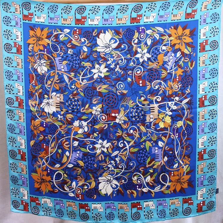 Capuchin Cat Print Women's Scarf New Fashion Cartoon Square Scarves Shawls Neck Wear Scarfs Accessory Beach Cloth 88x88cm FJ133 |