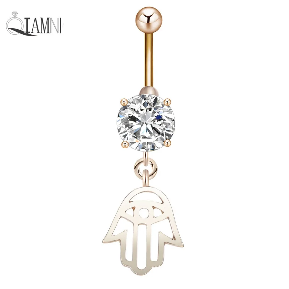 Пирсинг QIAMNI с кристаллами Хамса для рук пикантная летняя пуговица штанга кольцо