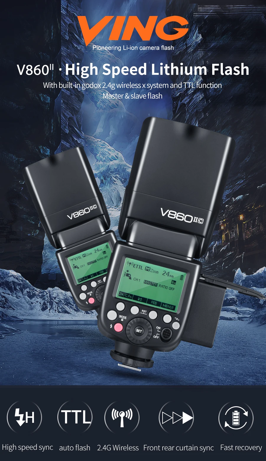 Godox V860II V860II-C V860II-N V860II-S V860II-F V860II-O HSS ttl высокоскоростная вспышка+ X1 вспышка триггера для цифровой зеркальной камеры Canon Nikon sony Fuji Olympus