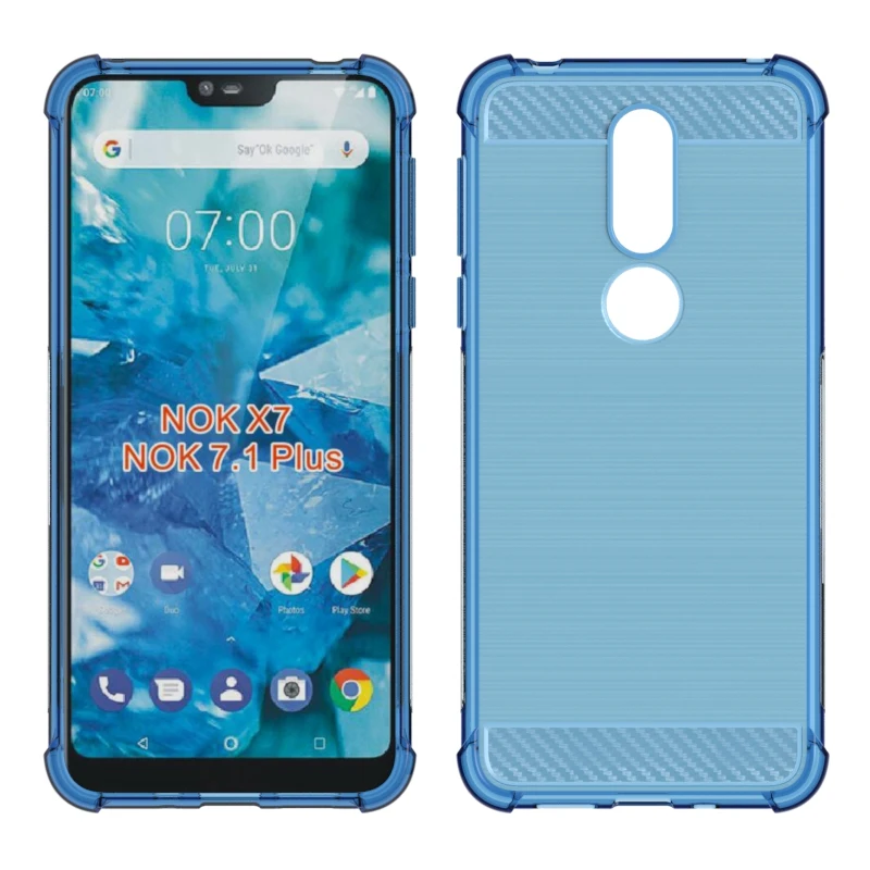 Бренд gligle углеродное волокно противоударный мягкий чехол из ТПУ для Nokia 7 1 Plus (для