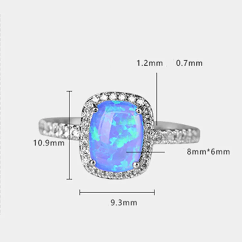 Модные женские квадратные цветные кольца с опалом для женщин свадебные