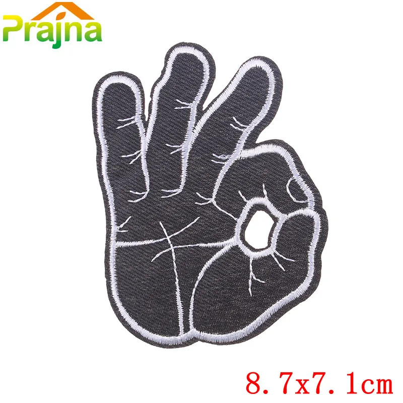 Хаки Prajna, Мультяшные кости, железные нашивки для одежды, мистер робот, УПС, кошка, на молнии, вышитые железные нашивки на одежду, нашивки в полоску, череп - Цвет: Хаки