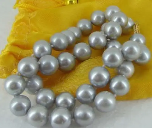 

Великолепное Жемчужное ожерелье 18 дюймов 10-11 мм Южно-морское серебряное серое ожерелье чокер