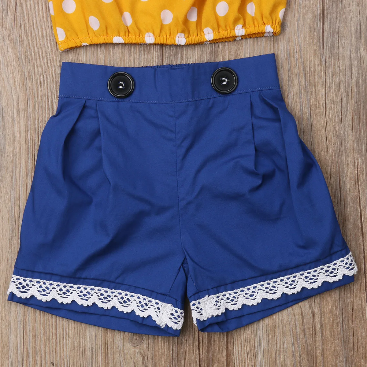 Комплекты одежды для новорожденных девочек топы в горошек с рюшами кружевные