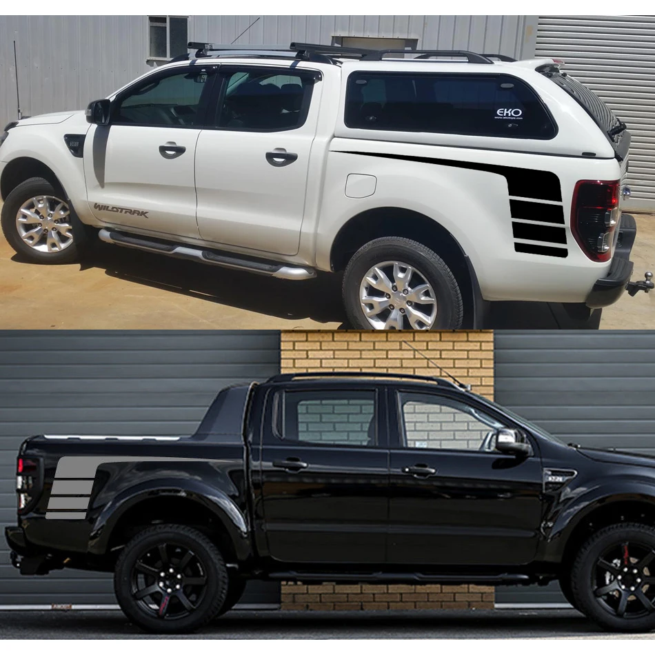 Наклейки на заказ для ford ranger, 2 шт., Автомобильный задний багажник, градиентная полоска, стильные графические винилы, модифицированные аксессуары, декоративная наклейка