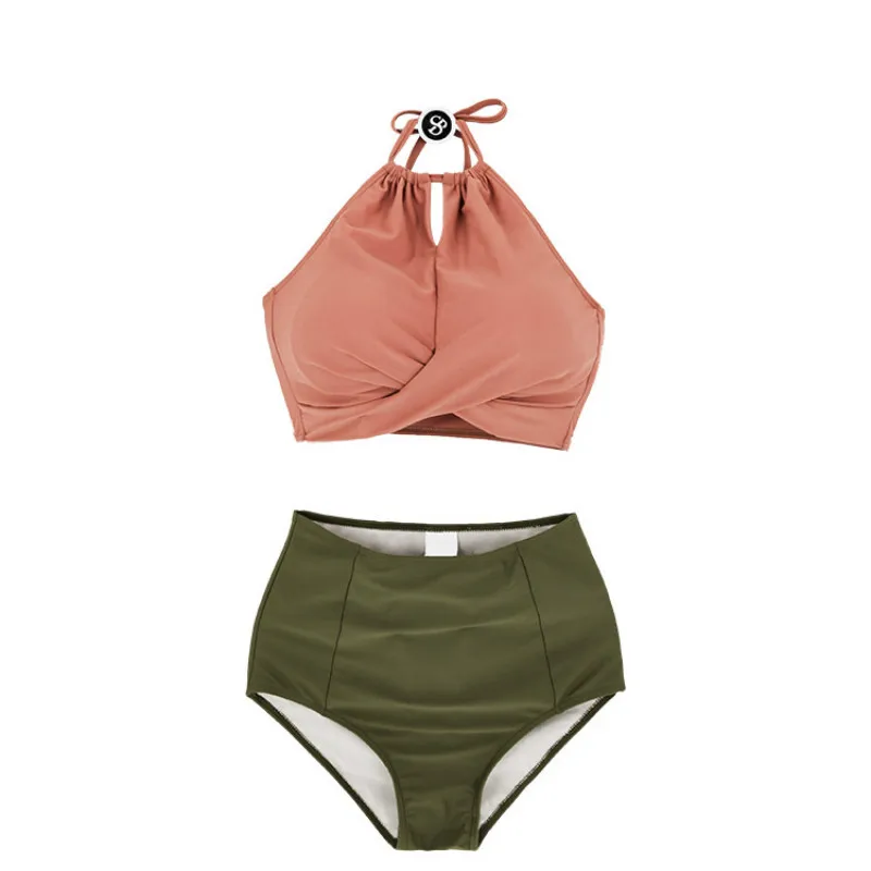 Женский раздельный купальник с высокой талией соблазнительный облегающий