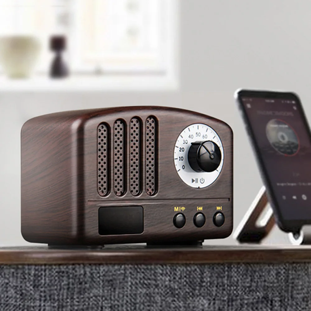 Мини ретро Bluetooth динамик FM радио микрофон Портативный громкой связи открытый беспроводной Bluetooth динамик Mp3 плеер сабвуфер стерео спиа