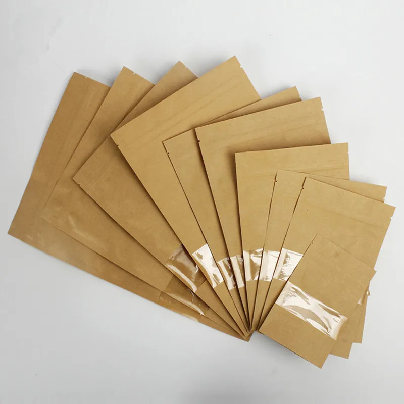 50-Piece Kraft Paper Zip Lock Bag with Clear Window for Self-Sealing Ground Coffee Capsules, Sex Cosplay Socks, Gloves, and Gift Packaging image 5