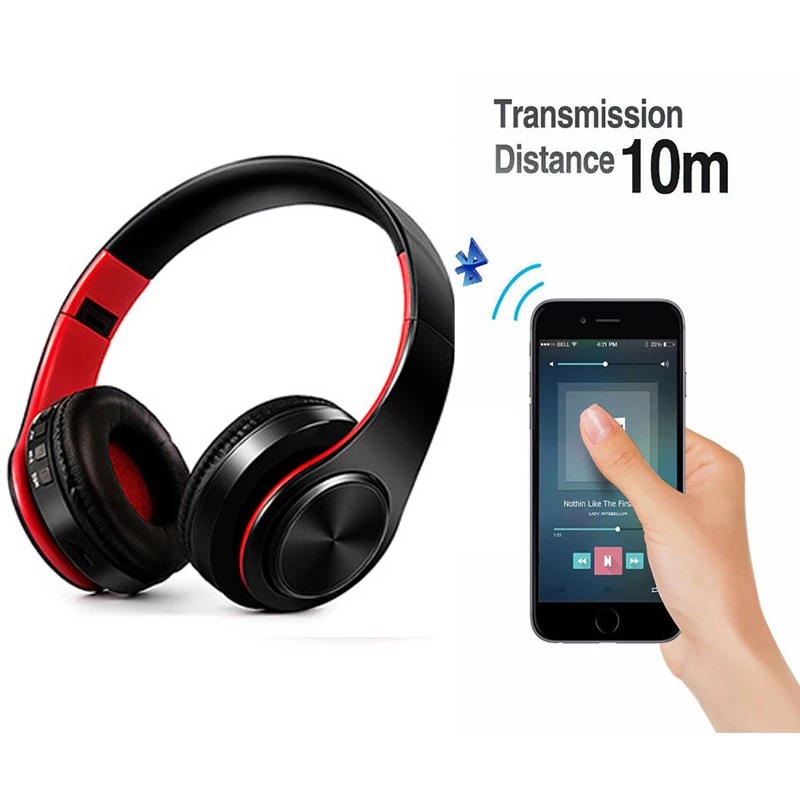 wireless earphones stereo wireless bluetooth headset portable cordless headphone support fm radio tf card with mic for phone free global shipping